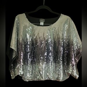 Elegant Silver Sequin Blouse by [Brand]